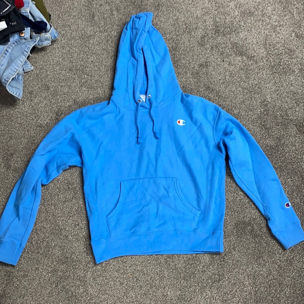 Women’s size S baby blue Champion hoodie.